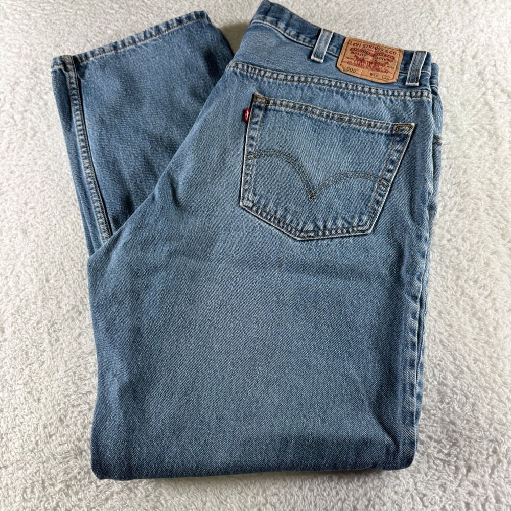 Y2K Levi 505 42x32 Regular Fit Straight Leg Denim Jeans Pants Men's Clean